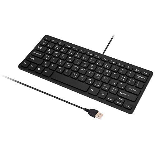Arabic And English 78 Keys Wired Mini Keyboard - With Keyboard Cover Usb Computer Keypad For Laptop Mac Windows 10/8 / 7 / Vista/Xp