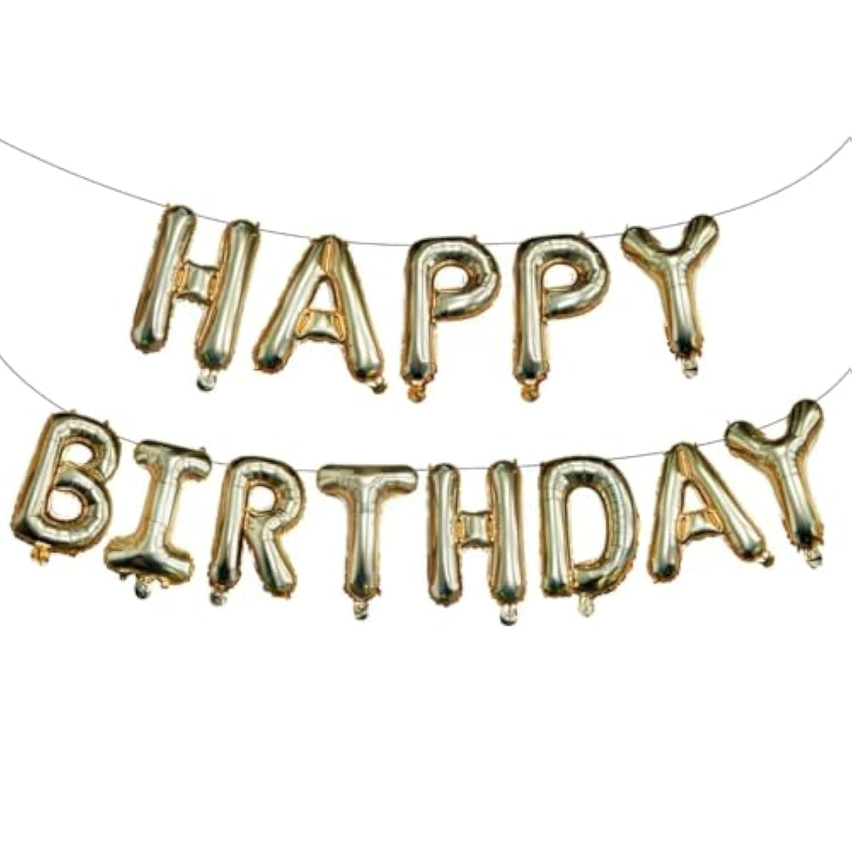 Light Gold Happy Birthday Balloons Banner, 16 Inch Mylar Foil Letters Balloon Sign For Birthday Party Decorations Photo Booth Backdrop