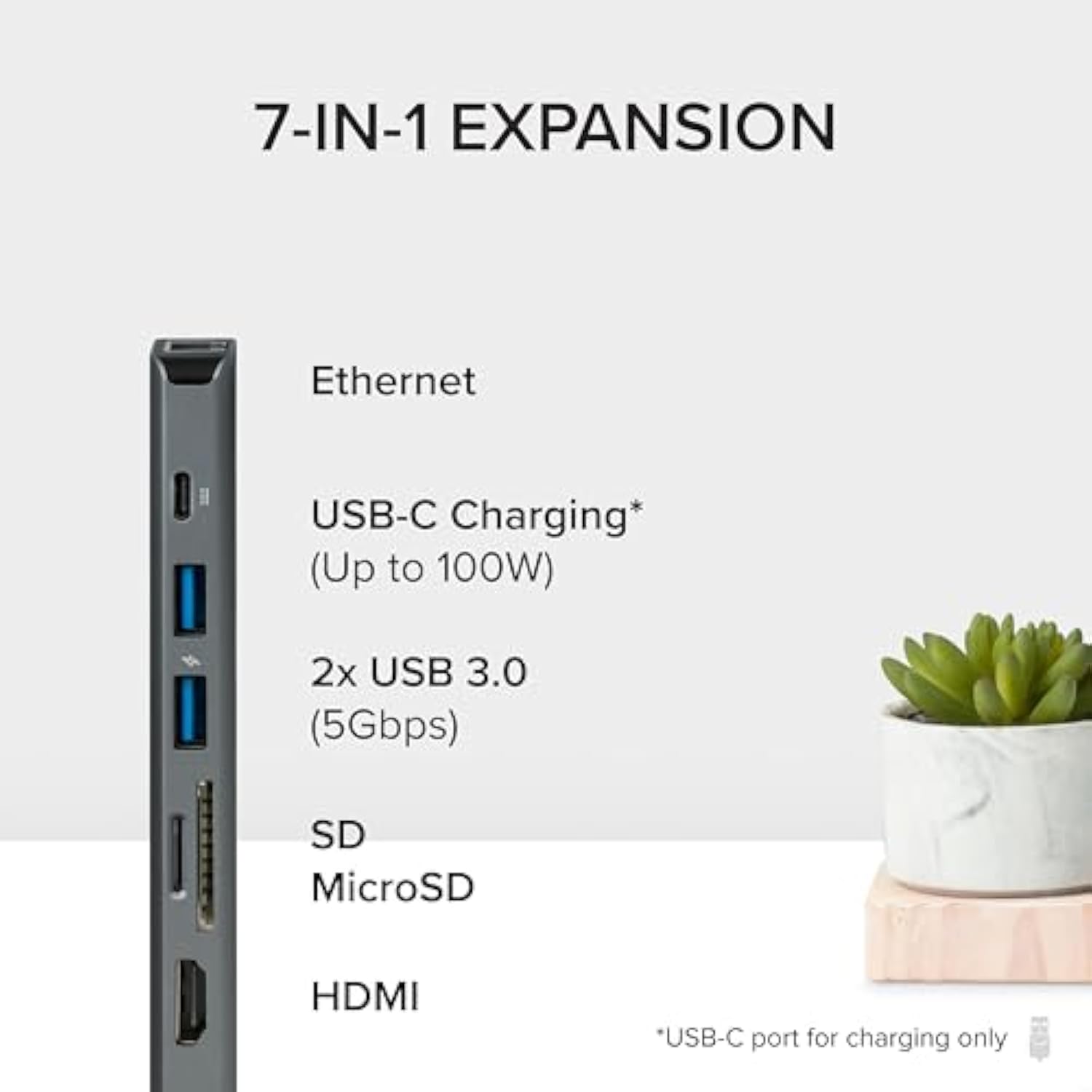 7-In-1 Usb C Hub Multiport Adapter With Ethernet - Compatible With Mac, Window