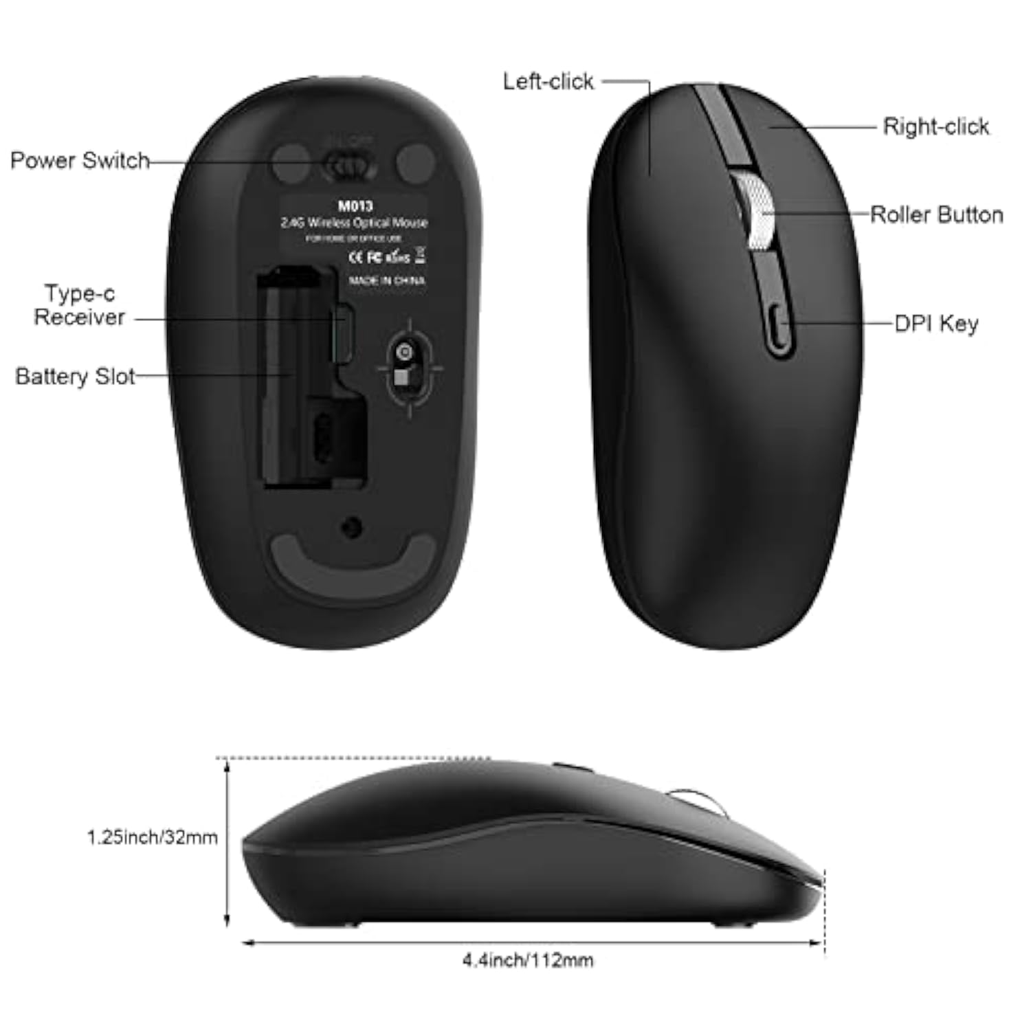 Wireless Mouse For Laptop, Slim Silent Mouse 2.4G Portable Computer Mice With