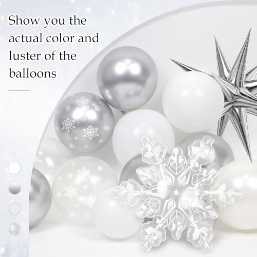 139pcs Snowflake Balloon Arch Kit with Silver and White Balloons