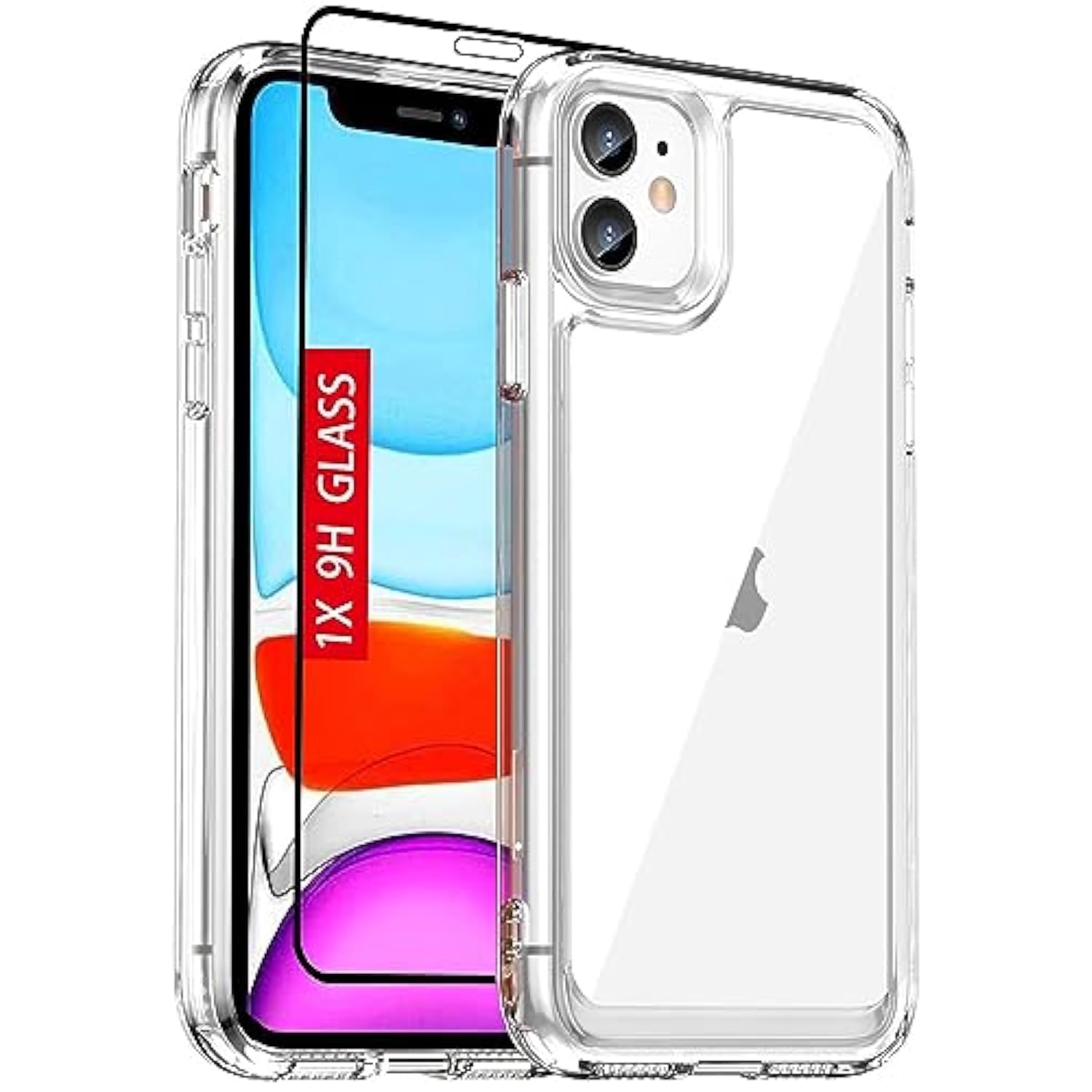 Compatible With Iphone 11 Case: With [Tempered Glass Screen Protector][Built-In 4 Airbags][Not-Yellowing] Military-Grade Shockproof Protective Phone Case For Iphone 11, Crystal Clear