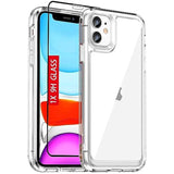 Compatible With Iphone 11 Case: With [Tempered Glass Screen Protector][Built-In 4 Airbags][Not-Yellowing] Military-Grade Shockproof Protective Phone Case For Iphone 11, Crystal Clear