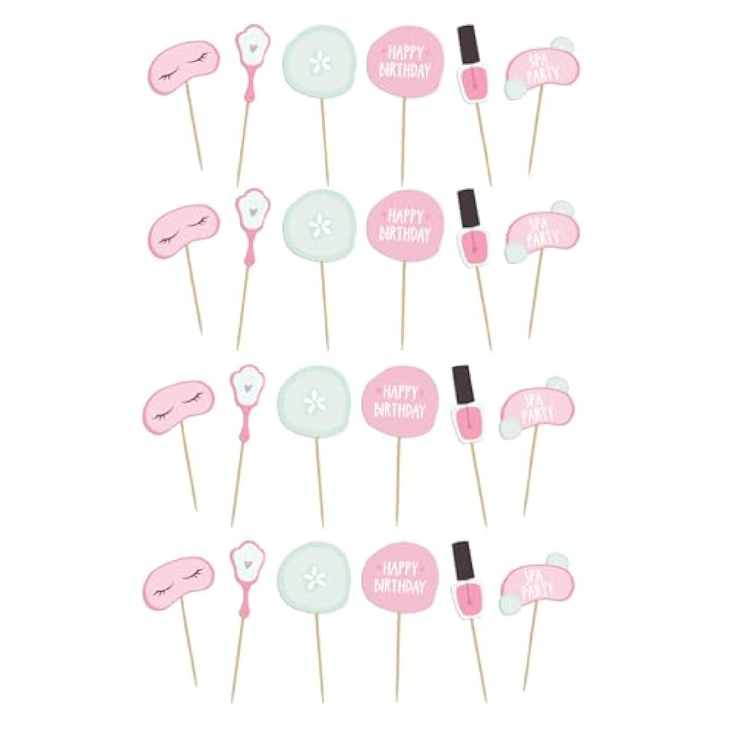 Spa Party Cupcake Toppers | Set Of 24 | Spa Party Supplies For Girls - Cupcake Decorations & Cake Toppers For Girls Makeup Or Slumber Birthday Celebration