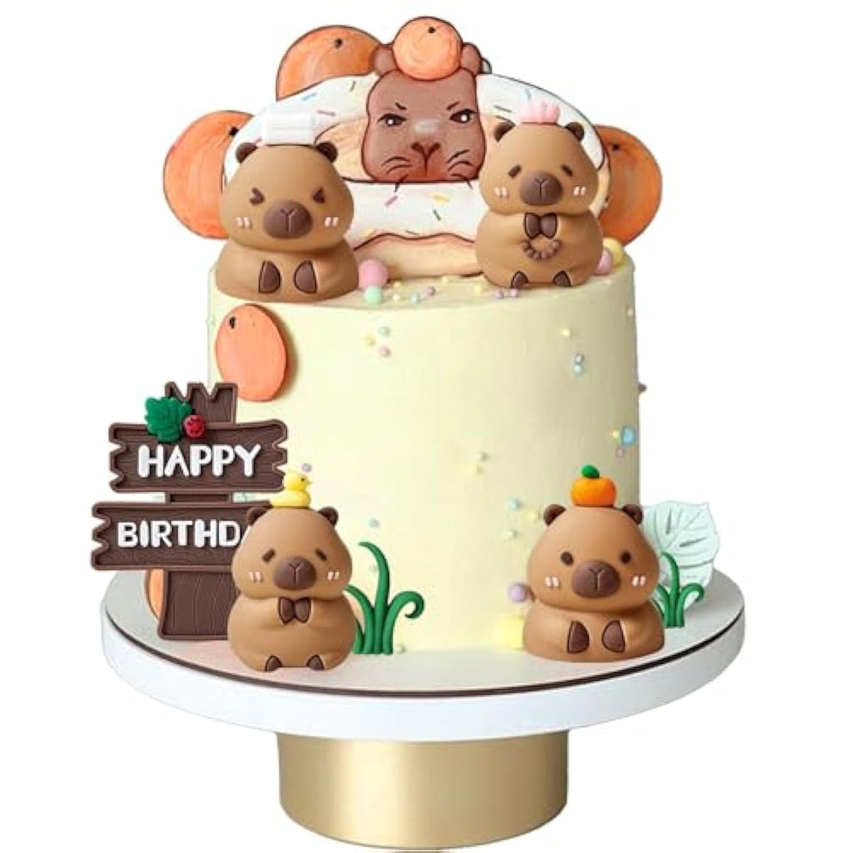 Capybara Cake Toppers Mini Blowfish Party Supplies for Capybara Birthday & Baby Shower