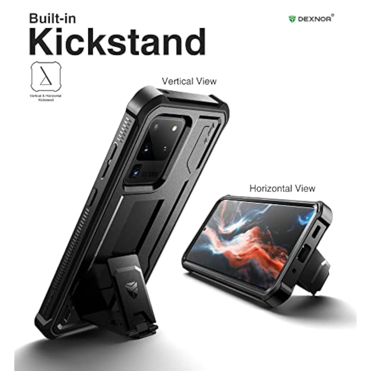 Full Body Case For Samsung Galaxy S20 Ultra/6.9 Inches, [Built In Screen Protector And Kickstand] Heavy Duty Military Grade Protection Shockproof Protective Cover For Galaxy S20 Ultra,Black