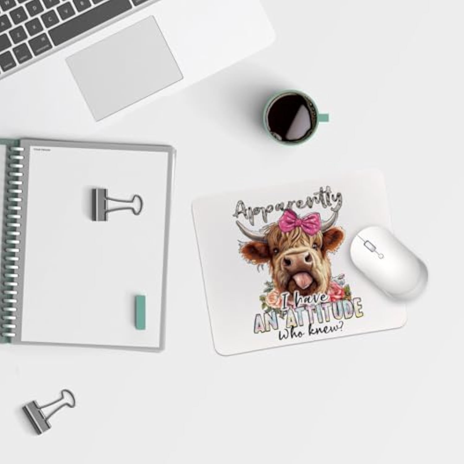 Highland Cow Office Desk Accessories,Small Mouse Pad,Washable Square Cloth Mousepad For Office Laptop Computer,Non-Slip Rubber Base Mouse Pads For Wireless Mouse,9.5X7.9 Inches