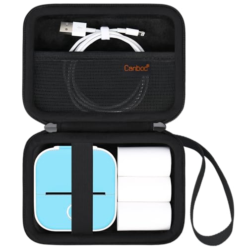 Carrying Case For Memoking/Ponek/Phomemo/Omezizy/Memoqueen T02 Mini Printer Sticker Printer, T02 Portable Thermal Printer Box For Thermal Paper, Usb Cable, Black (Case Only)