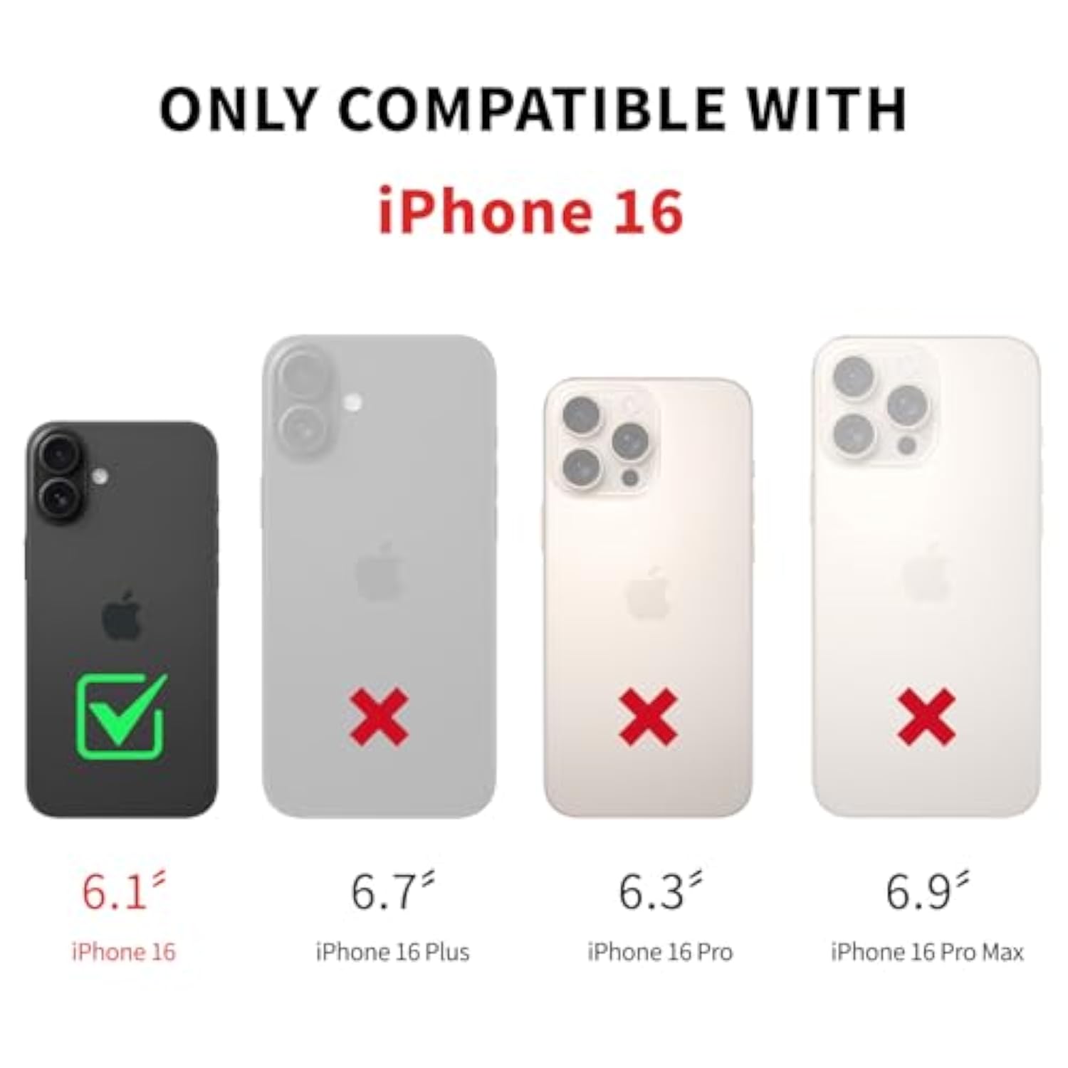 Designed For Iphone 16 Case Wallet With Card Holder, [Magnetic Clasp Cover] [Rfid Blocking Leather Protection] Shockproof Women Men Cases 6.1 Inch For Apple 16 Black