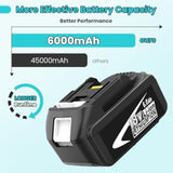2-Pack 6.0Ah Bl1860B Replacement For 18Vbattery Compatible With18 Volt Battery Lithium-Ion Bl1815 Bl1820 Bl1820B Bl1830B Bl1835 Bl1840 Bl1850 Bl1860 Lxt400 With Led Indicato (White)