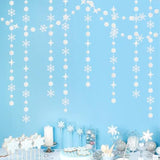 Snowflake-Snow White-Silver Christmas Party-Decorations Streamers - 52Ft White Winter Wonderland Frozen Hanging Paper Garland Banner,Birthday Wedding Baby Shower New Year Supplies Decor