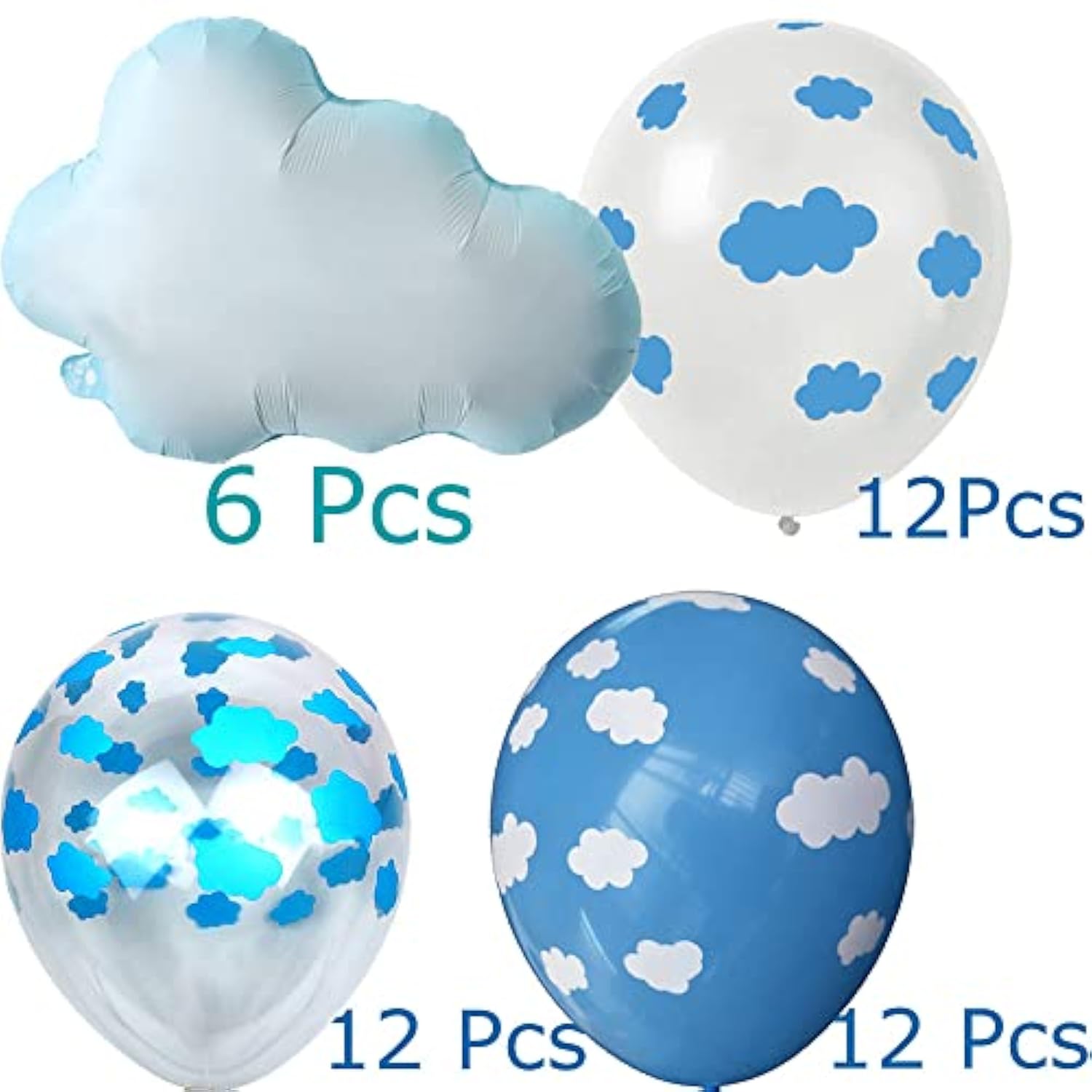 42PCS Cloud & Latex Balloons for Baby Shower, Birthday, Wedding and Party Decorations