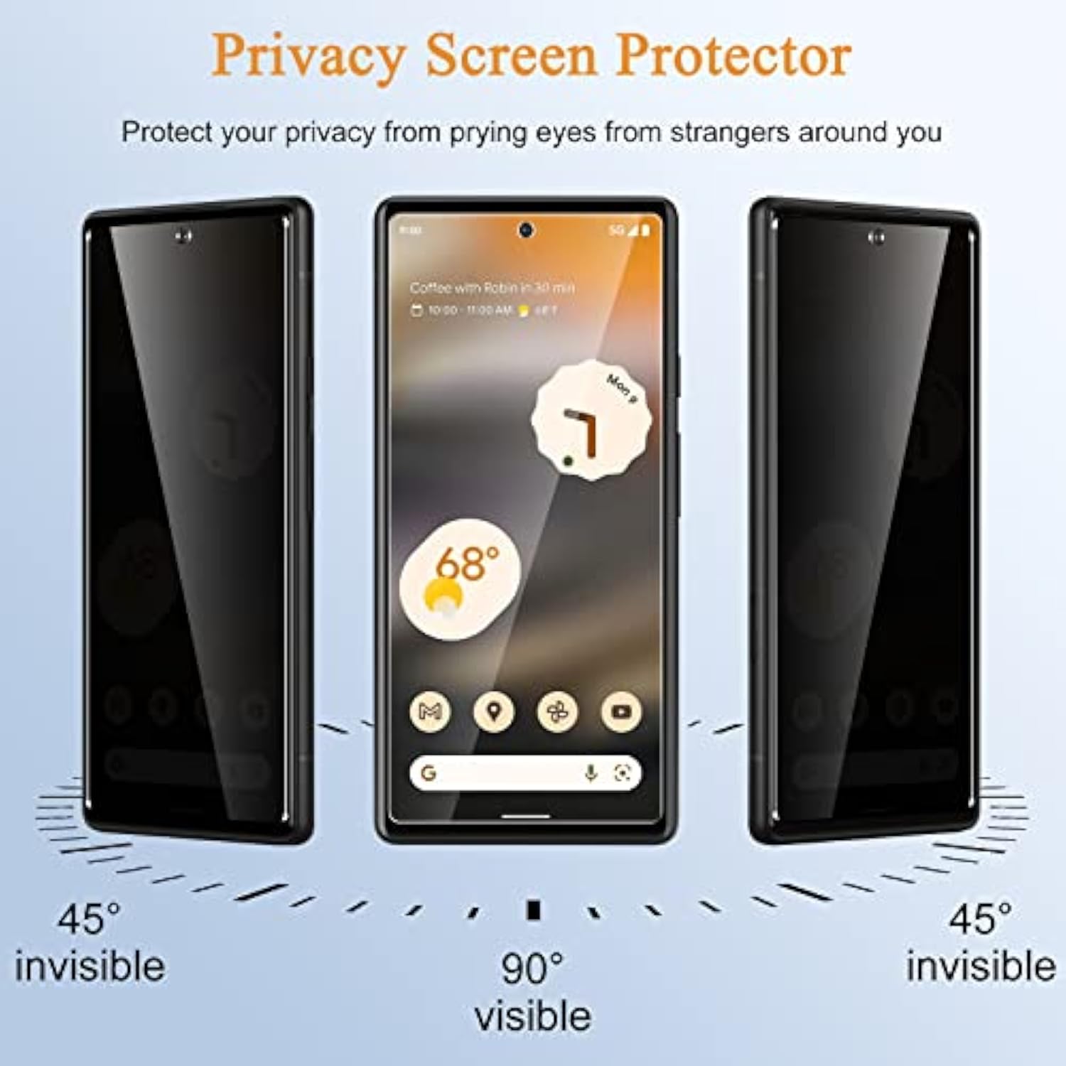 [2+2 Pack] Privacy Screen Protector For Google Pixel 6A [6.1 Inch] With Camera Lens Protector, Anti-Spy Tempered Glass, Easy To Install, Bubble Free, Anti-Shatter, Scratch Resistant