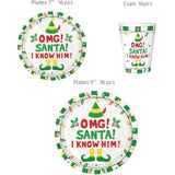 Omg Santa I Know Him Party Supplies Set Plates Cups, Funny Christmas Decorations, Funny Movie Decorations, Dz Christmas Party Decorations