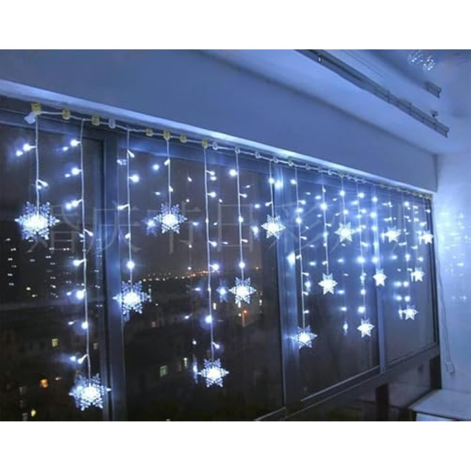 Christmas Snowflakes Led Curtain String Lights 11.5Ft/3.5M 96Led Christmas Window Curtain Light Plug In String Light For