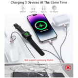 For Travel Essentials,3 In 2 Usb C Cable For Apple Watch Charger/Iphone 17 Charger/Lightning,Multi Charging Cable Cord,Vacation Camping Essentials,Portable Designed For Iwatch &Iphone 16-12-4Ft