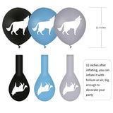 Wolf Party Balloons: 12 Inch Latex, Black Blue Gray, 30 Pcs
