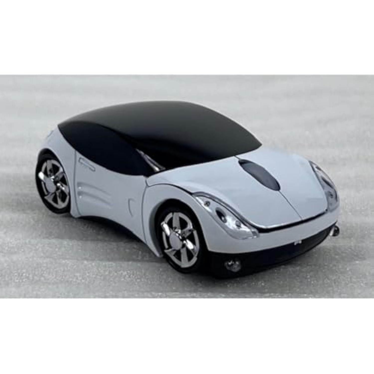 Computer Wireless Mouse Futuristic Car Shape Optical Mice USB 2.4Ghz 2 Button for PC Laptop (White)