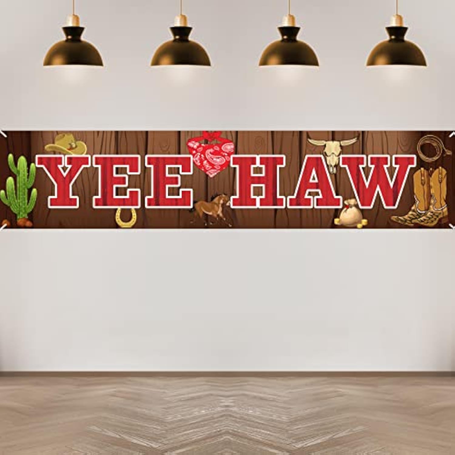 Western Yee Haw Banner - Cowboy Theme Birthday Party Supplies, Wild West Party Decor & Photo Booth Props For Indoor/Outdoor