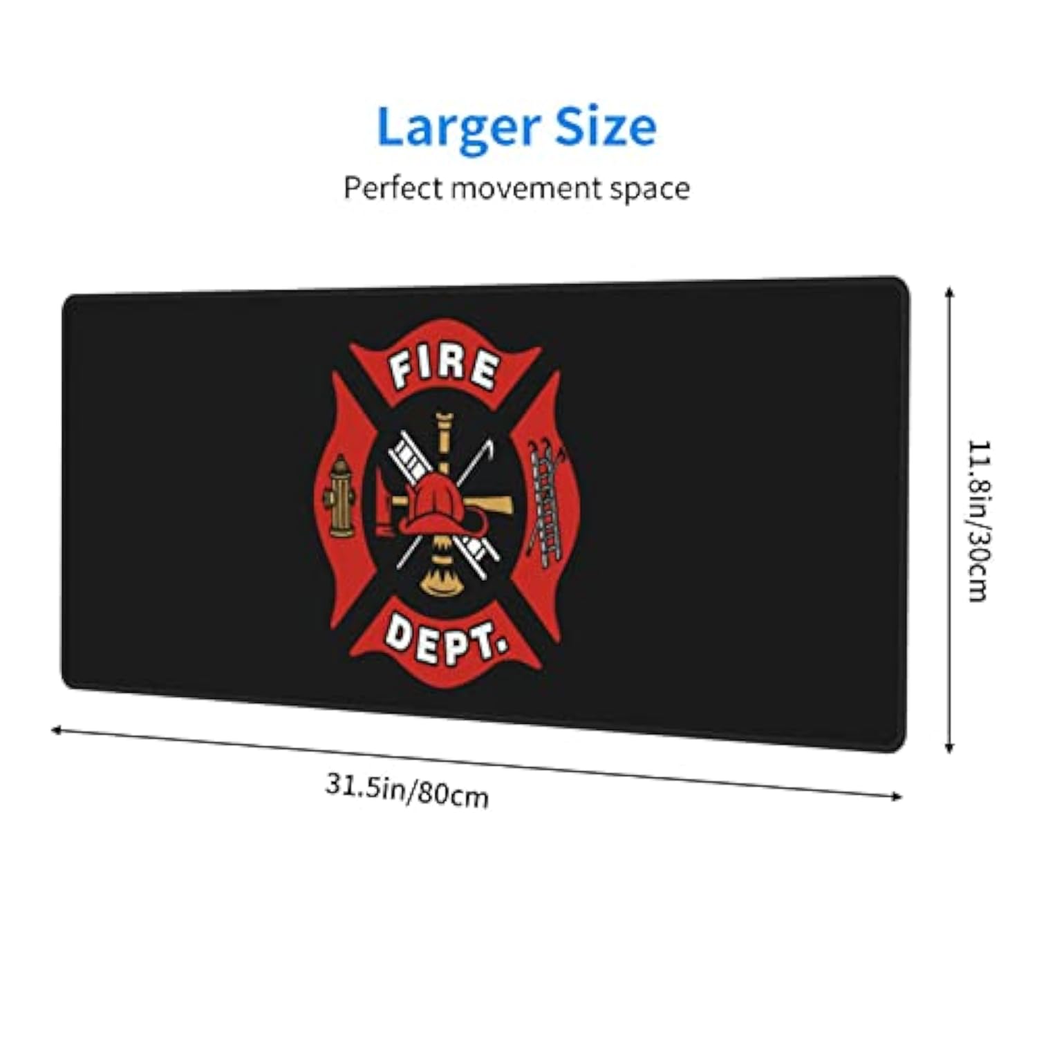 Firefighter Fire Dept. Logo Rescue Extended Large Xxl Gaming Mouse Pad Mat ( 31.5 X 11.8 In), Mousepad Keyboard With Non-Slip Rubber Base Waterproof Stitched Edges For Work, Game, Office, Home