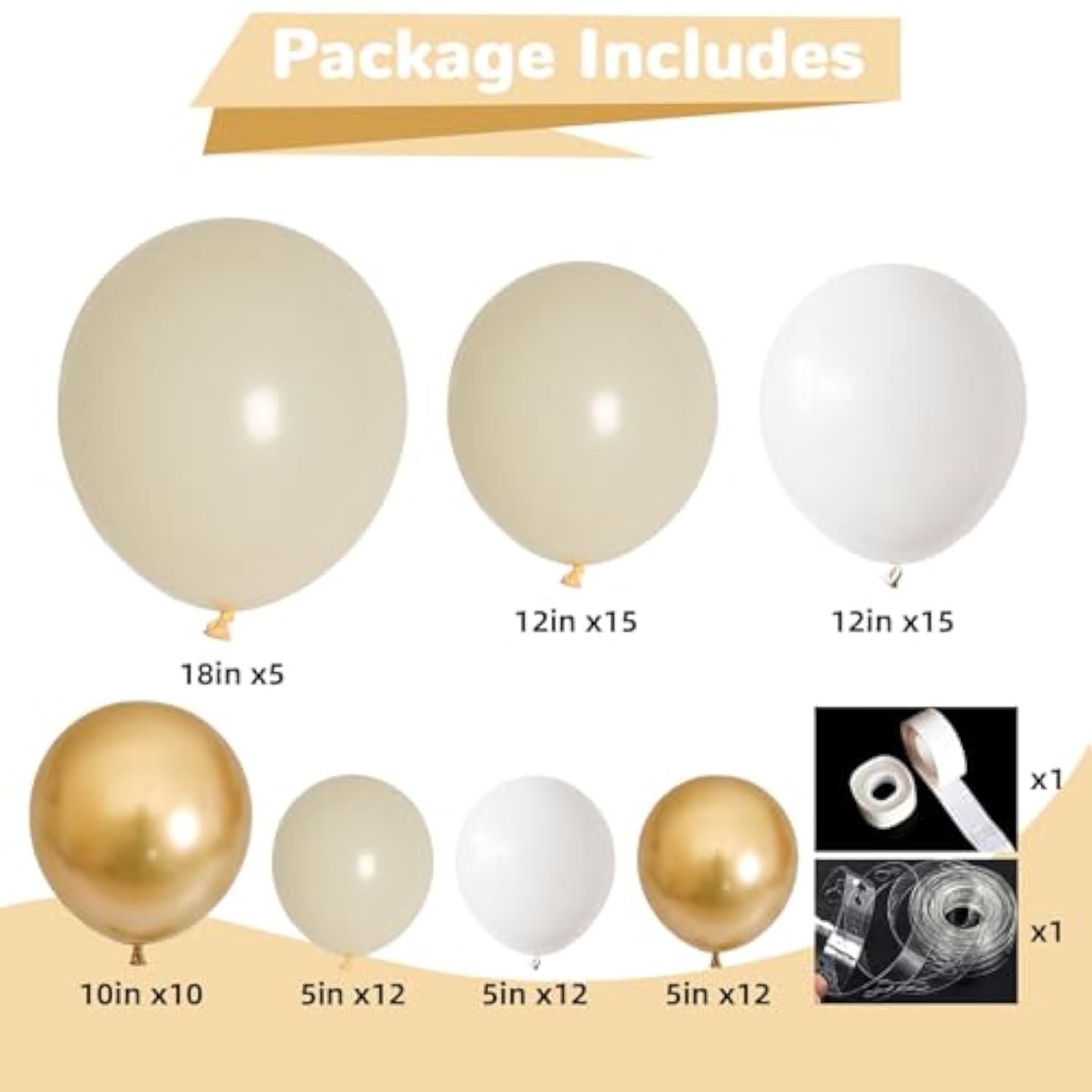 White & Gold Balloon Garland Kit: Boho Party Arch (82 pcs)