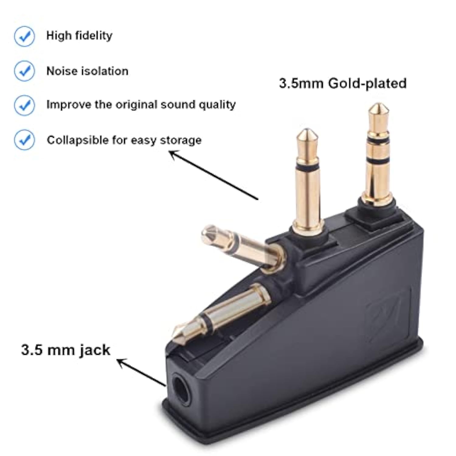 Qc15 Airplane Headphone Adapter Compatible With Bose 700 Quietcomfort 2 Qc3 Qc45 Qc35 Qc35Ii Qc15 Qc25 Qc20 Nc700 Soundlink Soundlinkii Ae2 Ae2I Ae2W And More Headphones, Golden Plated 3.5Mm Jack