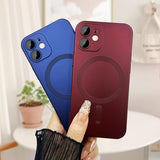 Magnetic Case for iPhone 12 Phone Case for Women/Men, Shockproof Matte Luxury Metallic Luster Design with Full Camera Lens Protector, Compatible with