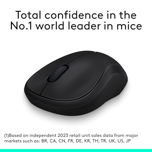 M185 Wireless Mouse, 2.4Ghz With Usb Mini Receiver, 12-Month Battery Life, 1000 Dpi Optical Tracking, Ambidextrous, Compatible With Pc, Mac, Laptop - Black
