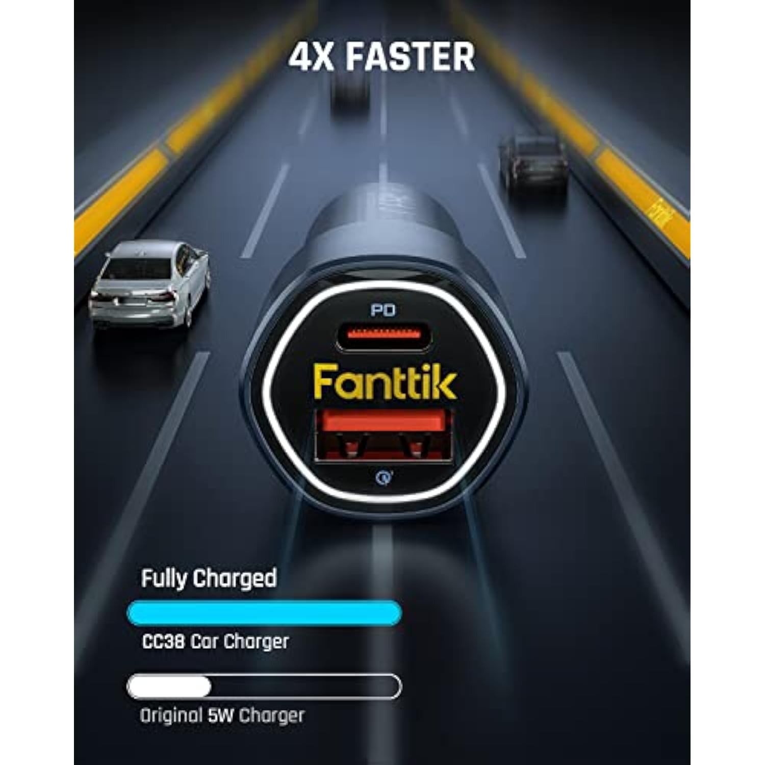 Usb C Car Charger, 38W Dual Port Fast Charging Car Adapter With Pd3.0 Qc3.0 Compatible With Iphone 14/14 Pro/13 Pro/13 Pro Max, Samsung Galaxy S20/10/S9, Ipad Mini/Ipad Air And More