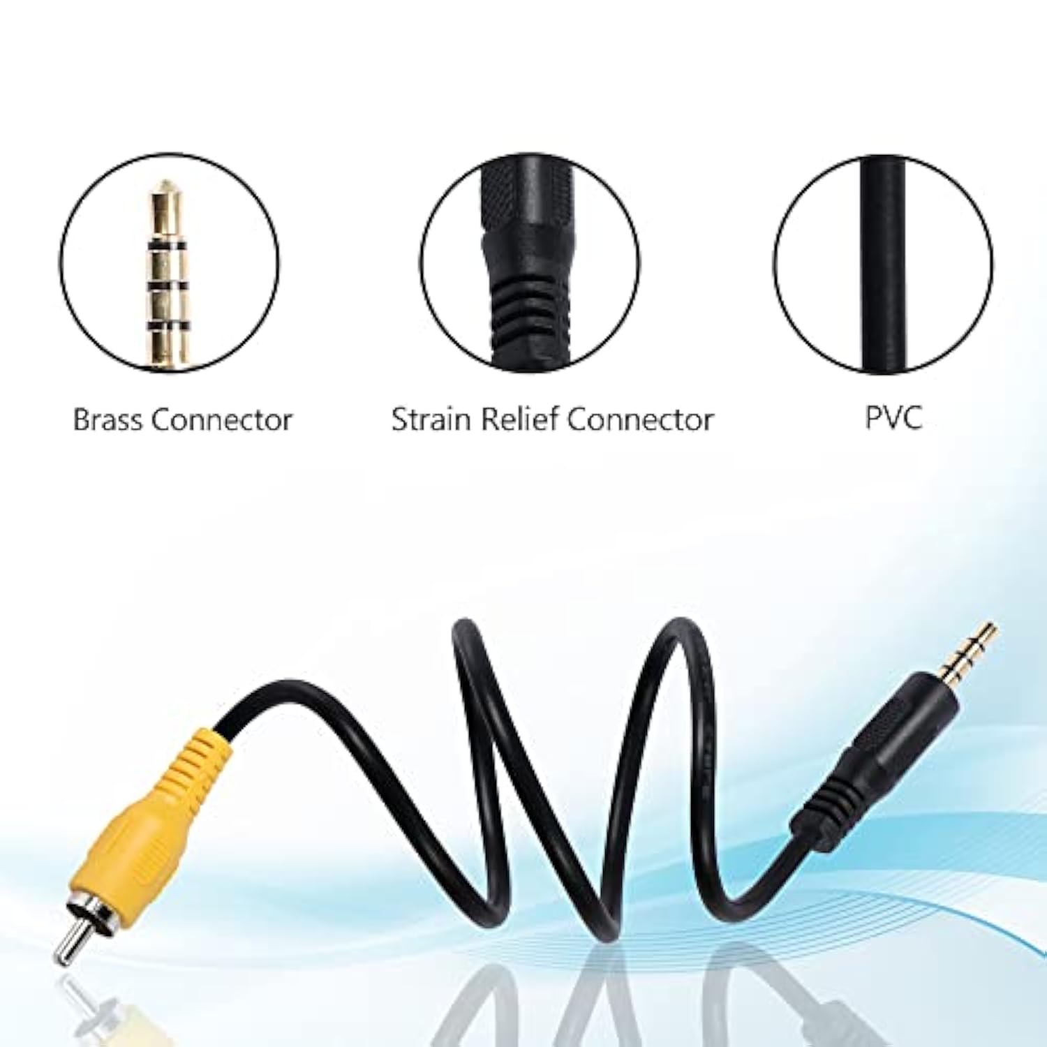 3.5 Mm To Rca Video Cable 1/8 Inch Male Plug To Rca Male Audio Adapter Cable F