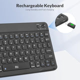 Rk302 Ultra-Slim Bluetooth Keyboard,Rechargeable Ergonomic Wireless Keyboard For Ipad,Iphone,Android,Windows, Mac, Linux,Smart Tv,Tablet,Laptop,Black