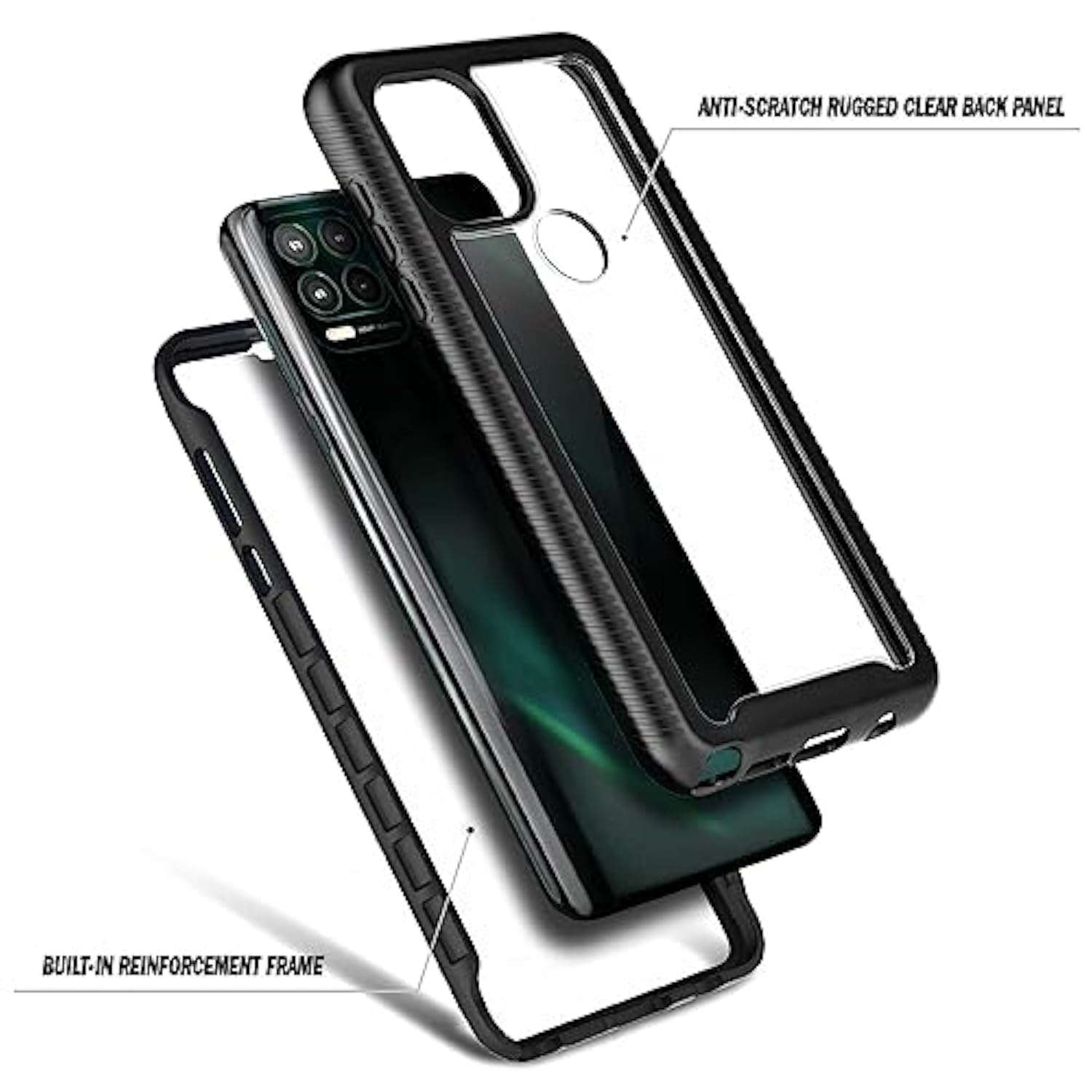 For Motorola Moto G Stylus 5G Case With [Built-In Screen Protector], [16Ft Military Grade Drop Tested] Full-Body Protective Shockproof Rugged Bumper Case For Stylus 5G 2021 (Black)