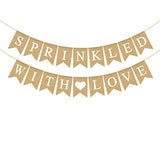 Jute Burlap Sprinkled With Love Banner Gender Neutral Baby Shower Sprinkle Decoration Supply