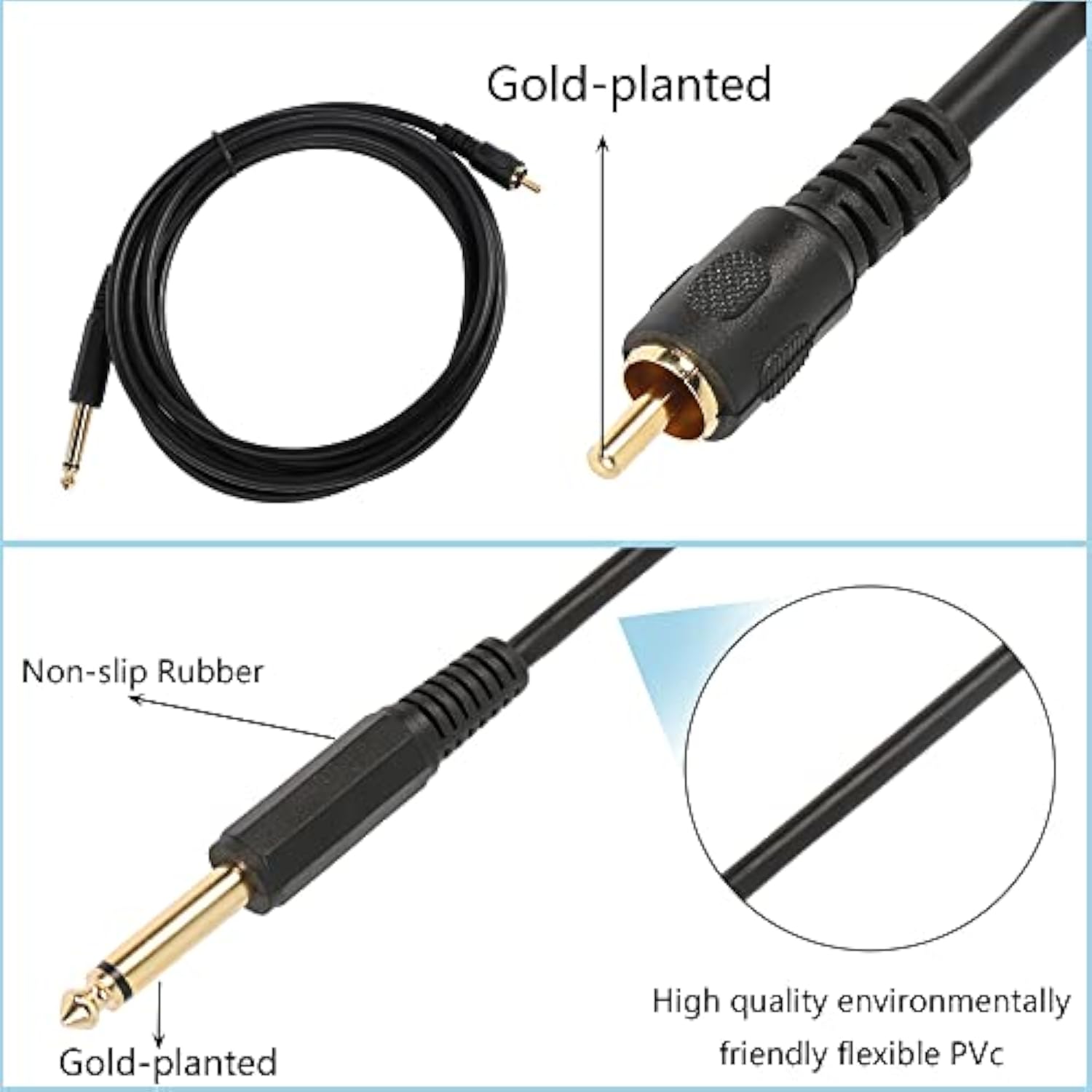 Rca To 1/4 Inch Audio Cable, Gold Plated 6.35Mm Ts Mono Male To Rca Male Patch