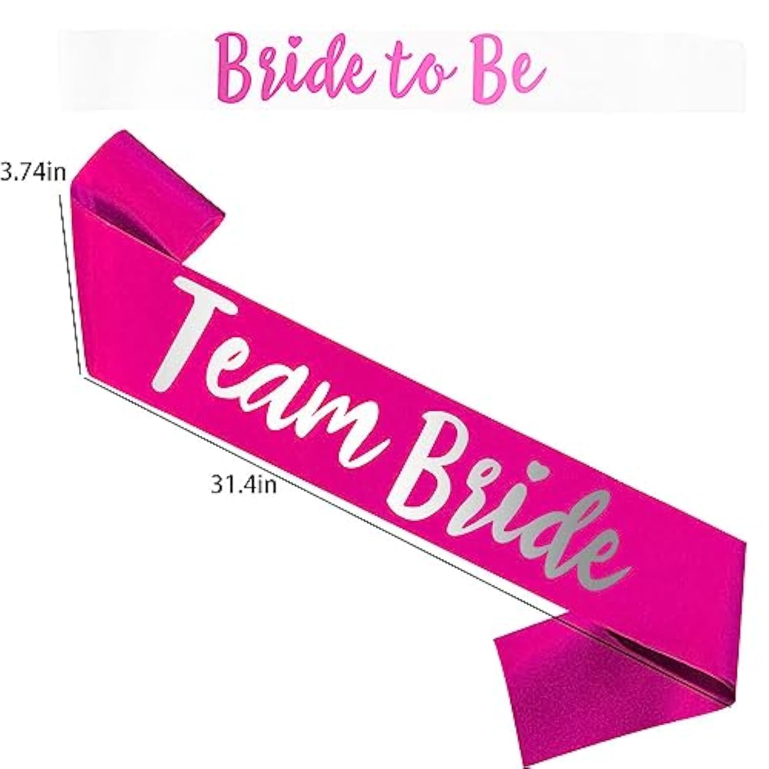 Team Bride 7Pc Satin Sash Set - Sophisticated & Fun Party Favors For Bachelorette Party, Bridal Shower & Wedding Party (7Pc Set, White & Pink)
