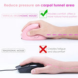 Ergonomic Mouse,Rechargeable Small Vertical Mouse With 6 Buttons Adjustable 800/1200/1600 Dpi Pink Wireless Mouse For Laptop Desktop Pc Mac