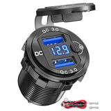[Metal Shell] 12V Usb Outlet Dual Qc 3.0: Aluminum Socket 12 Volt Motorcycle Usb Outlet With Led Voltmeter Button Switch Waterproof 12 V Car Charger For Boat Marine Moto Rv Golf Cart