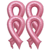 Breast Cancer Awareness Balloons 42" Pink Ribbon Foil Balloons, Fight Awareness Cheer Balloons, Hospital Nurse Day Party Decoration Balloons Accessories Campaign Support 4Pcs
