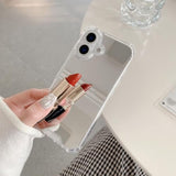 Designed For Iphone 16 Mirror Case [Four Corner Guard Shockproof] Hard Back Soft Bumper Protective Cover For Girls Woman Makeup Touch Up Back Camera Selfies 6.1 Inch 2024 (Mirror16)