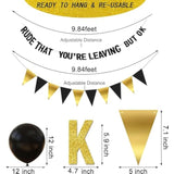 Rude That You're Leaving But OK" Banner – Black & Gold Glitter Farewell Decor for Office Party