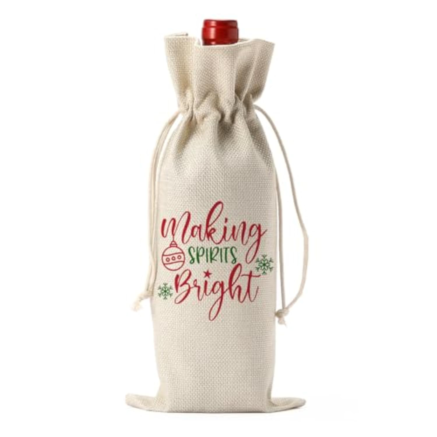 Christmas Wine Bags For Wine Bottles - Christmas Holiday Gifts For Women & Men - Making Spirits Bright Wine Bottle Bag