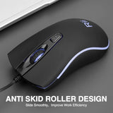 Wired Mouse, Rm105 Usb Computer Mouse,Rgb Optical 1600 Dpi Office Mice For Pc,