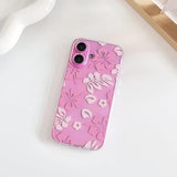 Compatible With Iphone 16 Case Cute Clear Aesthetic Floral Flower Hibiscus Pattern For Girls Women Soft Tpu Full Camera Lens Shockproof Protective Phone Cover - Pink