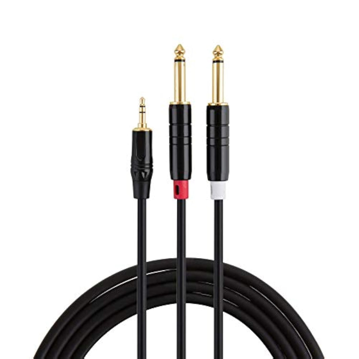 CableCreation 15FT 3.5mm 1/8" TRS to Dual 6.35mm 1/4" TS Mono Y-Cable Splitter Cable Compatible with iPhone, iPod,Laptop,CD Players, Power Amplifier, Mixer, Home Stereo Systems, 4.5 Meters/Black