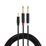CableCreation 15FT 3.5mm 1/8" TRS to Dual 6.35mm 1/4" TS Mono Y-Cable Splitter Cable Compatible with iPhone, iPod,Laptop,CD Players, Power Amplifier, Mixer, Home Stereo Systems, 4.5 Meters/Black