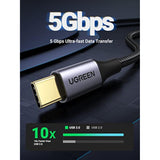 UGREEN USB-C 3.0 Cable 5Gbps Data Transfer Type C Cable Fast Charging Nylon Braided Cord for Android Auto/iPhone 16/Galaxy S21 S20 A53 A71/iPad Mini 6/Switch/PS5 Controller, 6.6FT