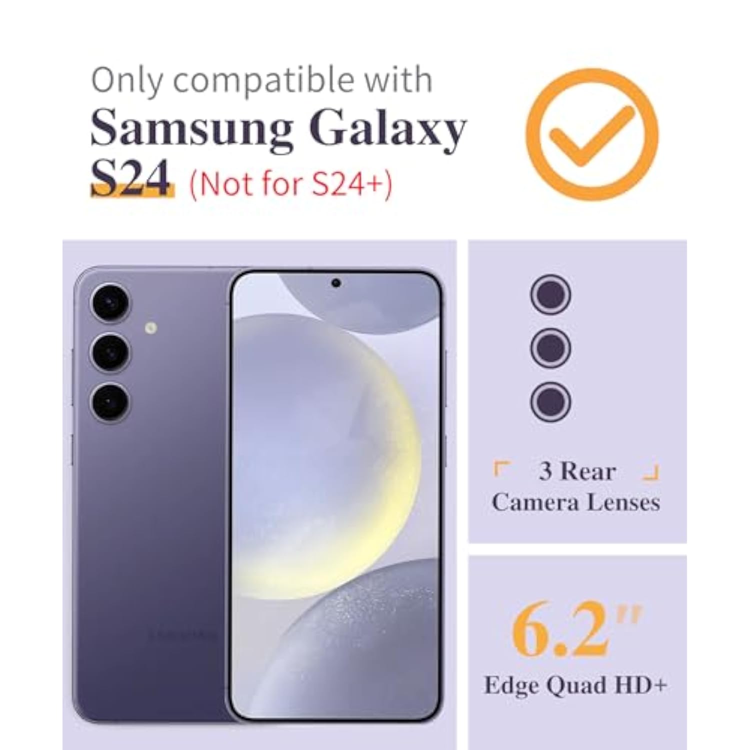 Compatible With Samsung Galaxy S24 Ultra Case Floral, With Screen & Camera Lens Protector,Hard Pc&Tpu Bumper Clear Shockproof Protective For S24 Ultra Phone Women 6.8"(Cherry Blossoms/Purple)