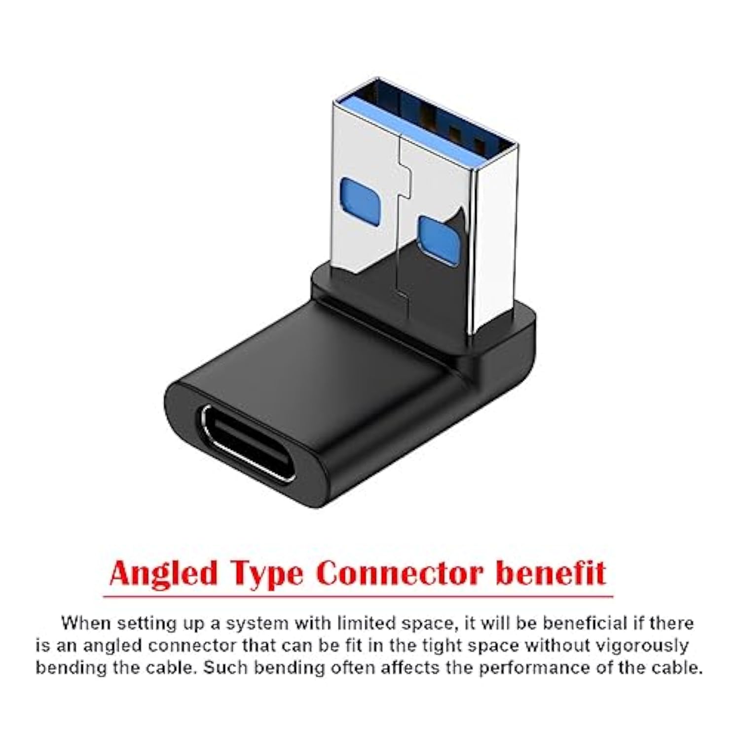 Usb-C Type C Female Low Profile 90 Degree Right Angled To Usb 3.0 A Male Data