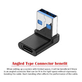Usb-C Type C Female Low Profile 90 Degree Right Angled To Usb 3.0 A Male Data