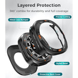 Metal Case With Screen Protector For Galaxy Watch Ultra/Ultra 2 (2025) 47Mm – 360° Full-Body Rugged Stainless Steel Bumper + Back Cover, Designed For Samsung Galaxy Watch 7/8 Ultra